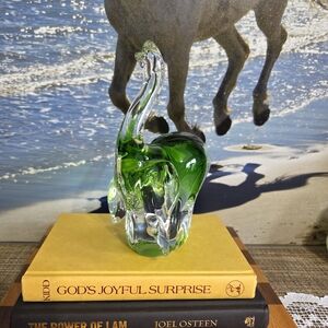 Vibrant Green Glass Elephant Sculpture